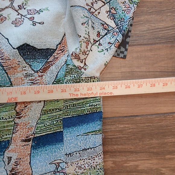 Rebel Vengeance Tapestry Shirt Mens Medium Japanese Mt. Fuji Landscape Jacket - Picture 5 of 8